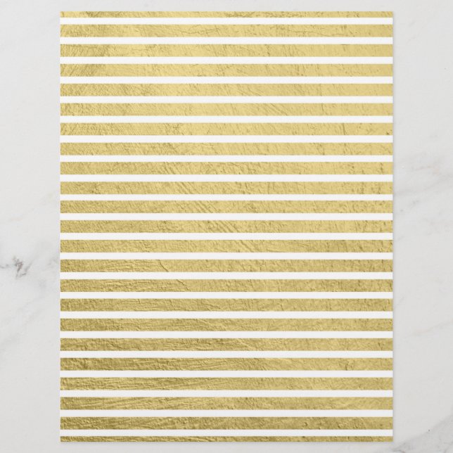 Trendy Modern Gold Stripes Glam Scrapbook Paper Custom Letterhead (Front)
