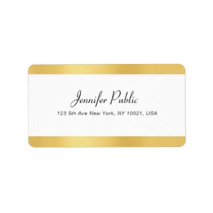 Trendy Modern Gold White Handwritten Script Simple Label