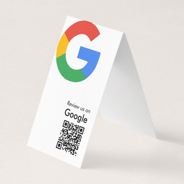 Trendy Modern Google Review QR Code Business Card (Front)