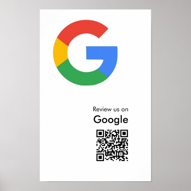 Trendy Modern Google Review QR Code Poster (Front)