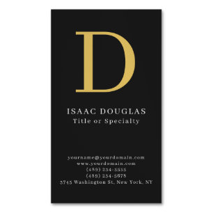 Trendy modern gray black gold bold monogram 	Magnetic business card