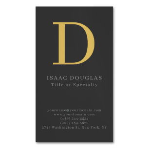 Trendy modern gray black gold bold monogram 	Magnetic business card