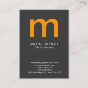 Trendy modern grey yellow monogram business card