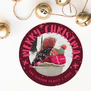 Trendy Modern Handwritten Christmas Photo Card