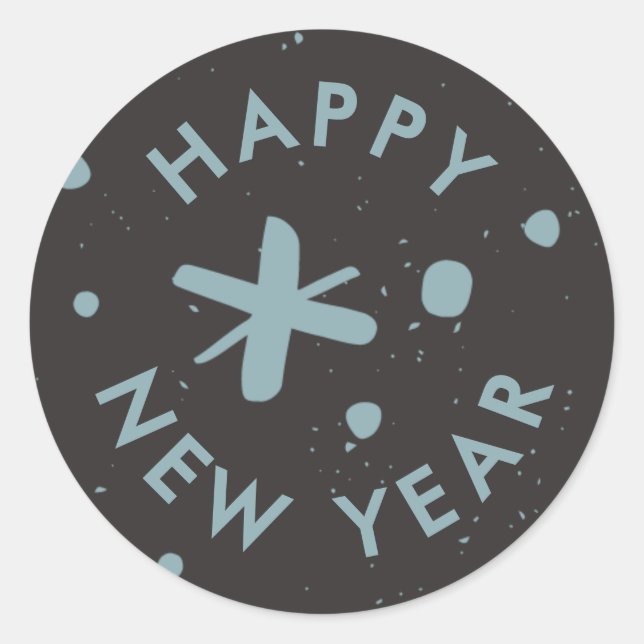 Trendy Modern Handwritten Happy New Year Sticker (Front)