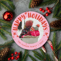 Trendy Modern Handwritten Holiday Photo Card