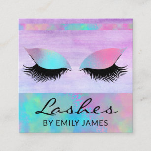 Trendy Modern Iridescent Chic Lashes Professional Square Business Card