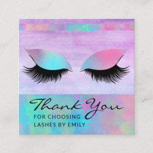Trendy Modern Iridescent Chic Thank You Lash Care Square Business Card