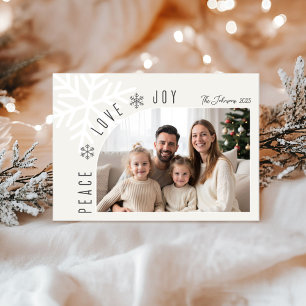 Trendy Modern Ivory Photo Christmas Holiday Card