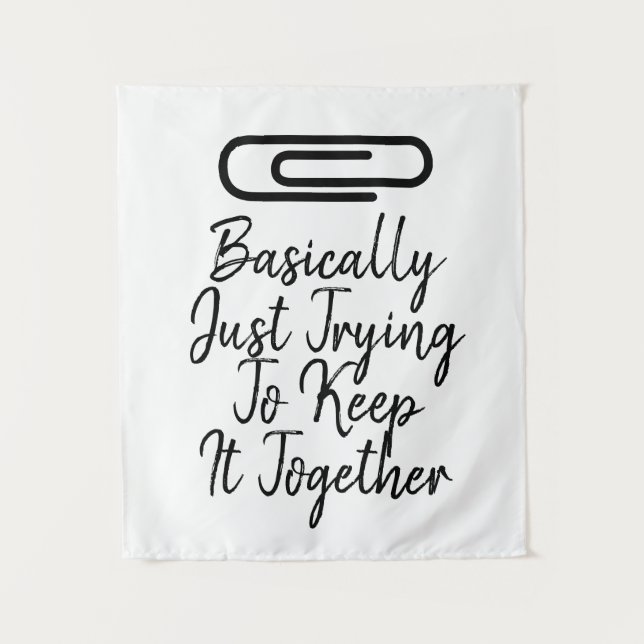 Trendy Modern Keep it Together Black Paperclip Tapestry (Front)