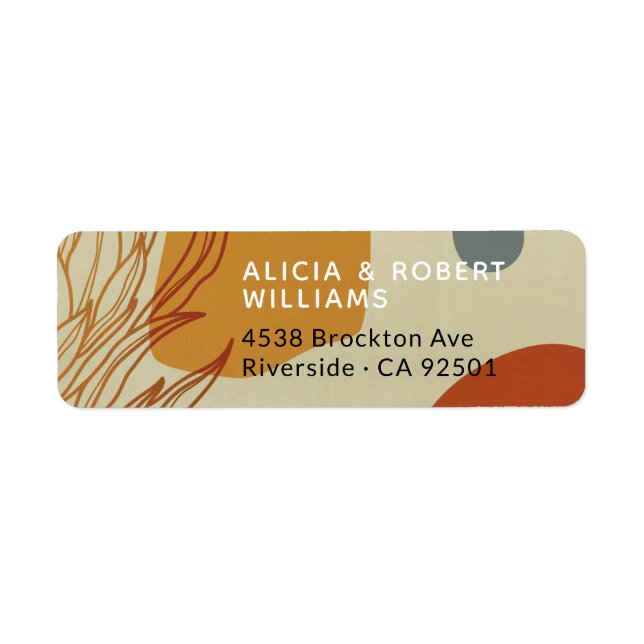 Trendy Modern Line Abstract Protea Botanical Return Address Label (Front)