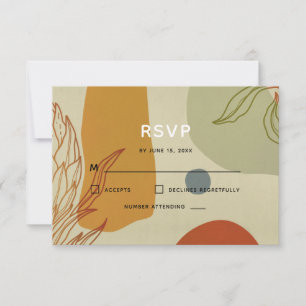 Trendy Modern Line Abstract Protea Botanical RSVP Card