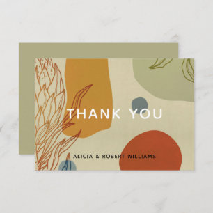 Trendy Modern Line Abstract Protea Botanical Thank You Card