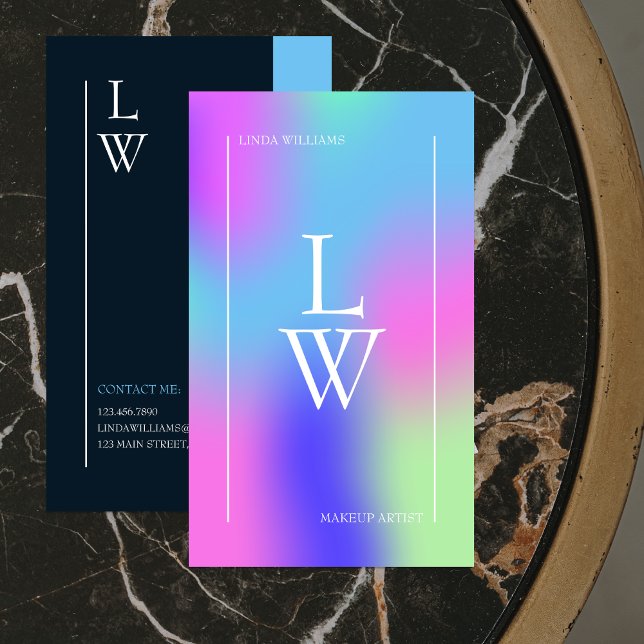 Trendy Modern Makeup Artist Colourful Gradient Business Card (Creator Uploaded)