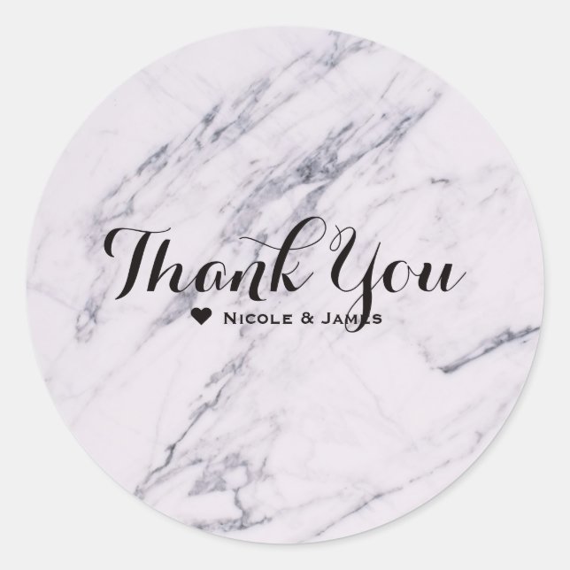 Trendy Modern Marble Elegant Wedding Favour Classic Round Sticker (Front)