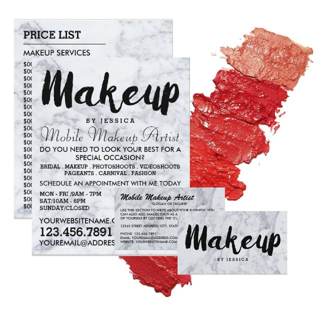 Trendy Modern Marble Makeup Artist Advertising Flyer (Creator Uploaded)