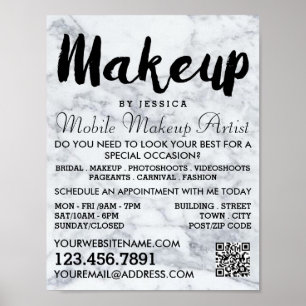 Trendy Modern Marble Makeup Artist Advertising Poster