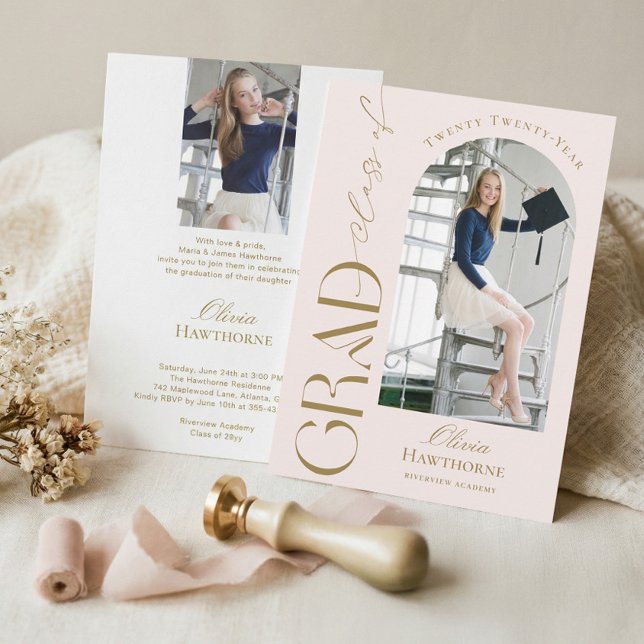 Trendy Modern Minimal Arch Photo Graduation Party Invitation (Trendy Modern Minimal Arch Photo Graduation Party Invitation)