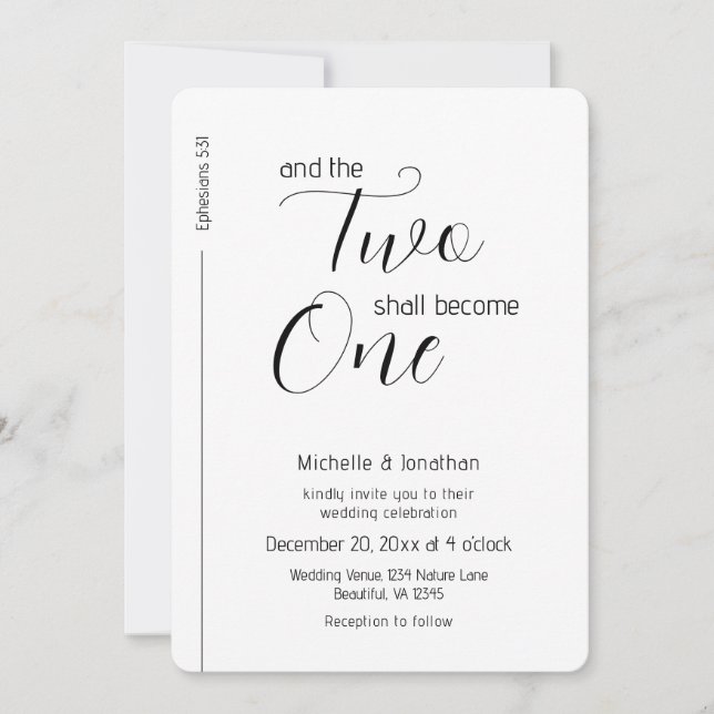 Trendy Modern Minimalist Christian Wedding Invitation (Front)