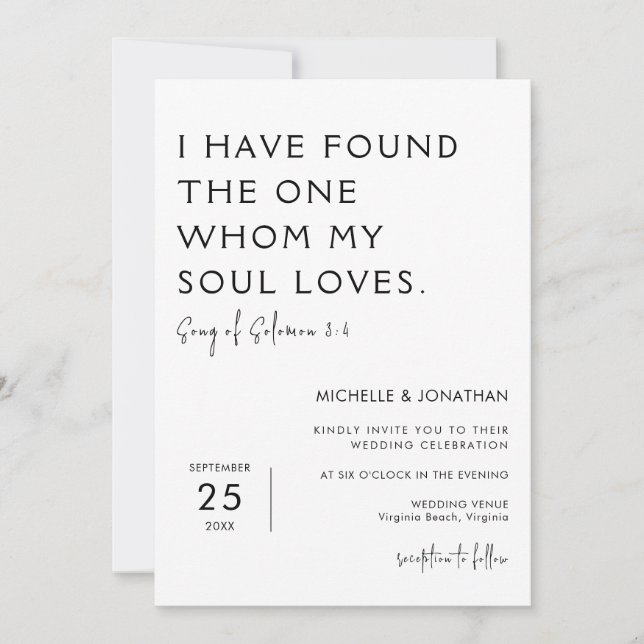Trendy Modern Minimalist Christian Wedding Invitation (Front)