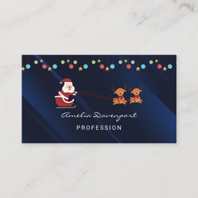 Trendy modern minimalist Christmas Business Card (Front)