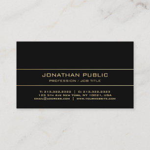 Trendy Modern Minimalist Design Black and Gold Business Card