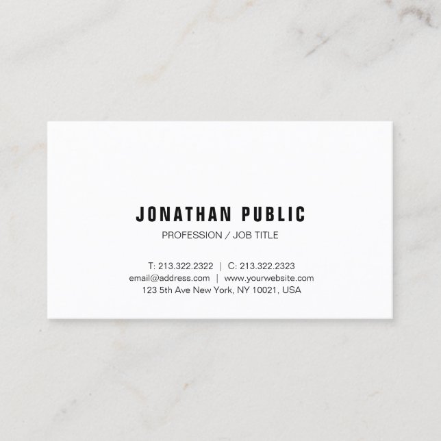 Trendy Modern Minimalist Design Elegant Template Business Card (Front)