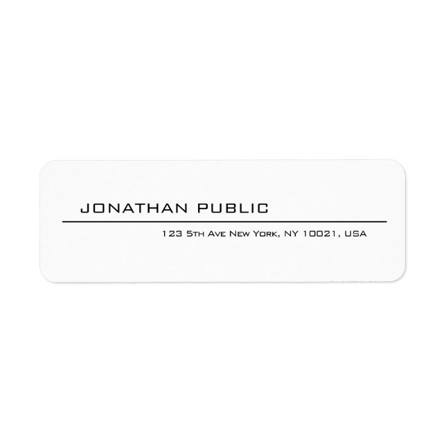 Trendy Modern Minimalist Elegant Return Address Label (Front)