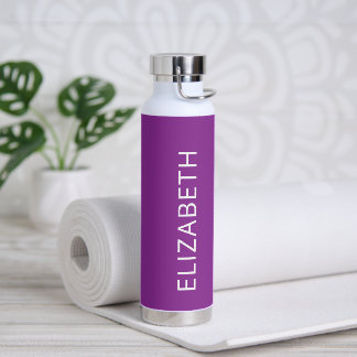 Trendy Modern Minimalist Magenta Personalised Name Water Bottle