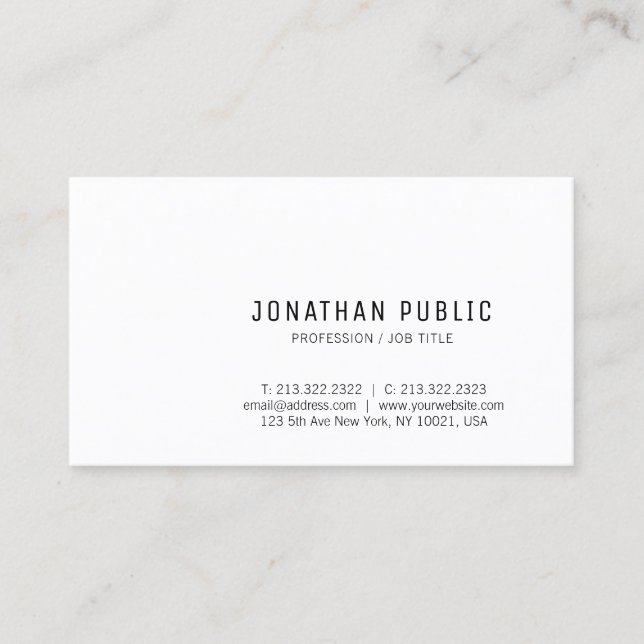 Trendy Modern Minimalistic Design Elegant Template Business Card (Front)