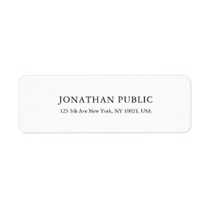 Trendy Modern Minimalistic Elegant Plain White Return Address Label