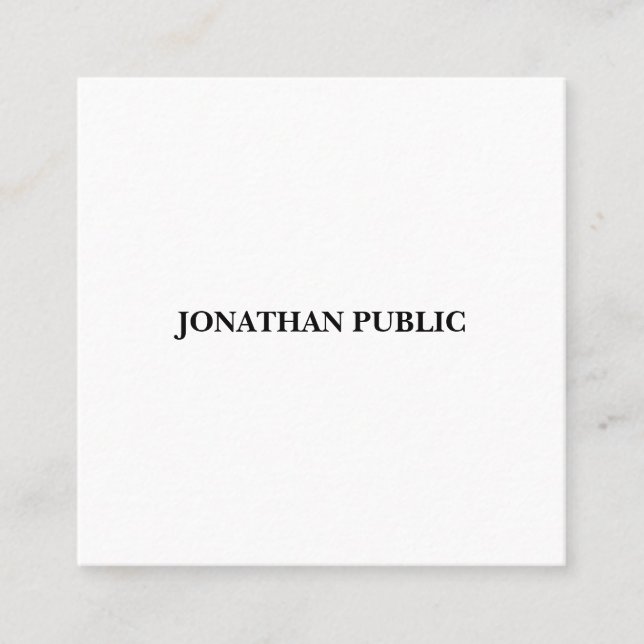 Trendy Modern Minimalistic Template Professional Square Business Card (Front)