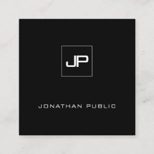 Trendy Modern Monogram Black White Letter Template Square Business Card