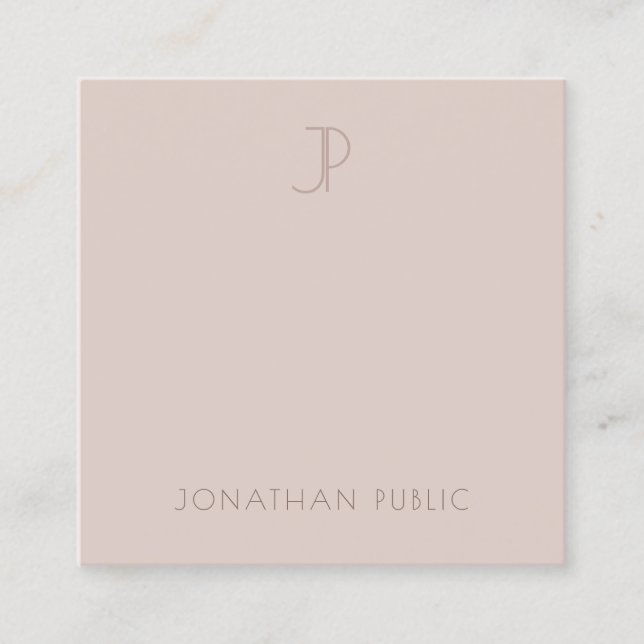 Trendy Modern Monogram Elegant Minimal Template Square Business Card (Front)
