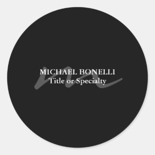 Trendy modern monogram initial professional black classic round sticker