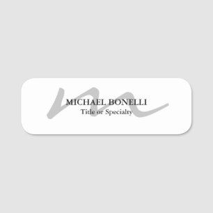 Trendy modern monogram initial professional  name tag