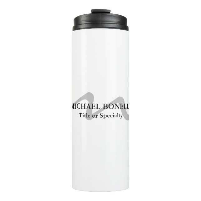 Trendy modern monogram initial professional  thermal tumbler (Front)