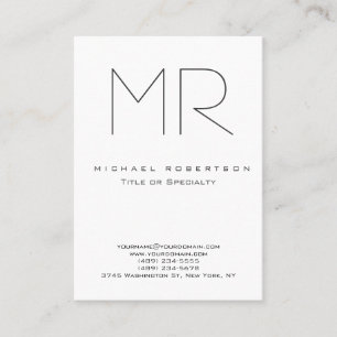 Trendy Modern Monogram Plain Minimalist Business Card