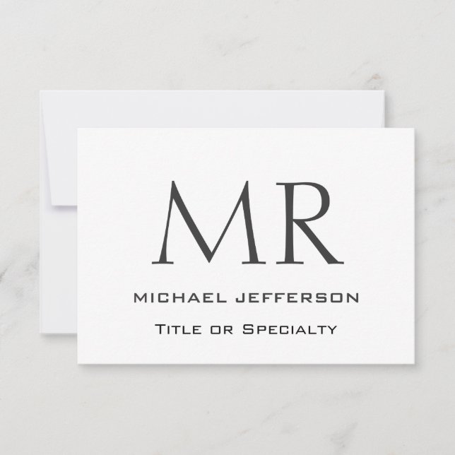 Trendy Modern Monogram Plain Minimalist RSVP Card (Front)