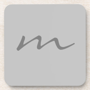 Trendy modern monogram professional grey coaster