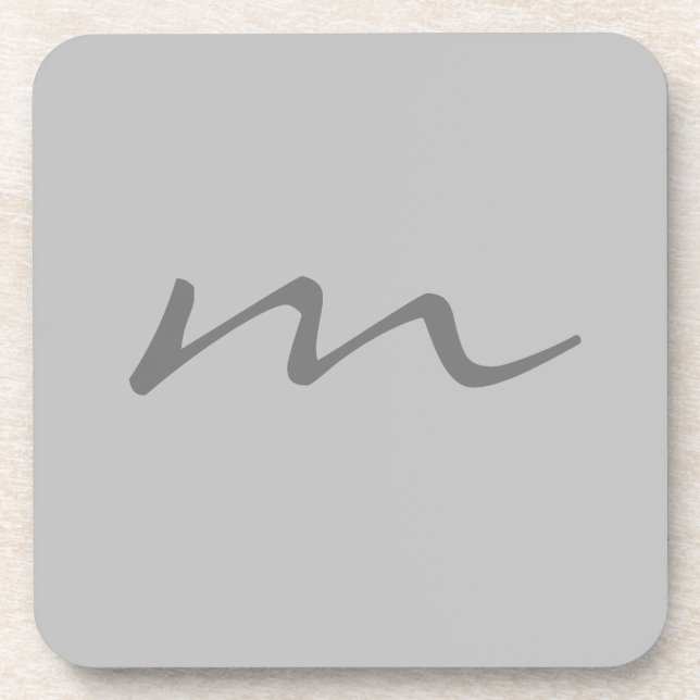 Trendy modern monogram professional grey coaster (Front)