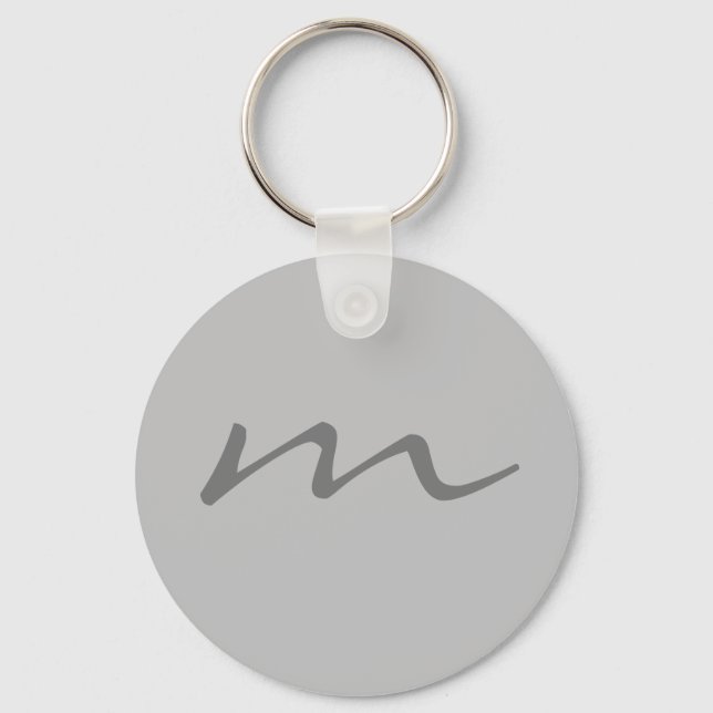 Trendy modern monogram professional grey key ring (Front)