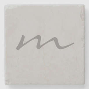 Trendy modern monogram professional grey stone coaster