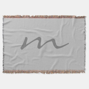 Trendy modern monogram professional grey throw blanket