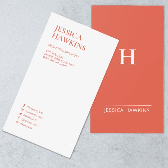 Trendy Modern Monogram Social Media Burnt Orange Business Card (Creator Uploaded)
