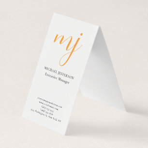 Trendy Modern Monogrammed Plain Black & White Business Card