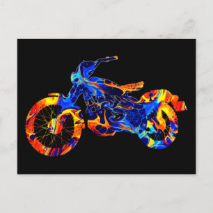 TRENDY MODERN MOTOCROSS COLORFUL ART ABSTRACT  POSTCARD