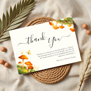 Trendy Modern Mushroom Woodland Baby Shower Thank You Card