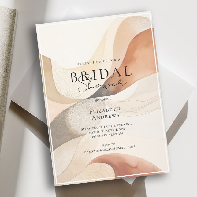 Trendy, Modern, Natural Colours-Waves, Bridal  Invitation (Creator Uploaded)
