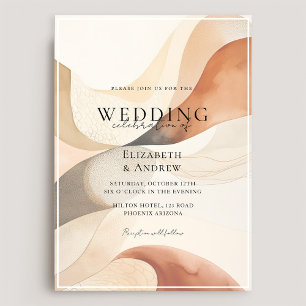 Trendy, Modern, Natural Colours-Waves, Wedding Invitation